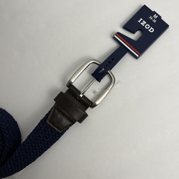 Izod Other - Izod Belt Navy Mens Size Medium 34-36 Braided Fabric Elastic Woven Stretch Golf
